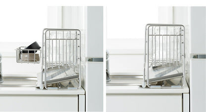 ヨシカワ 日本製 スリムなシンクサイド幅の広がる水切り 伸縮 幅10~17×奥行47cm ステンレス製 燕三条 水切りカゴ 水切りかご スライド水切り 水切りラック Yoshikawa 1306197