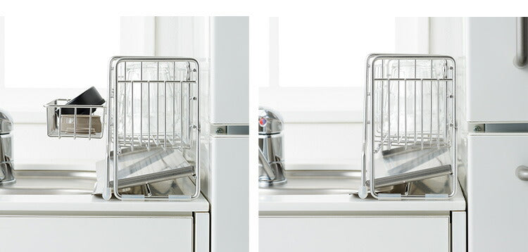 ヨシカワ 日本製 スリムなシンクサイド幅の広がる水切り 伸縮 幅10~17×奥行57cm ステンレス製 燕三条 水切りカゴ 水切りかご スライド水切り 水切りラック Yoshikawa 1306198