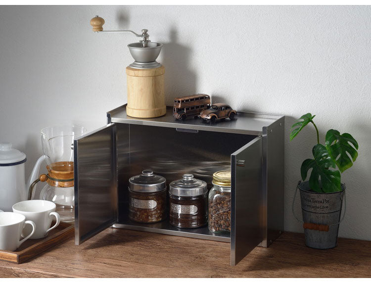 ヨシカワ 日本製 燕三条 Hi! スパイスラック 幅36cm ステンレス製 調味料ラック 扉収納 かんのん開きのステンレス製スパイスラック キッチンラック キッチン収納 Yoshikawa おしゃれ 卓上 ミラー 台所