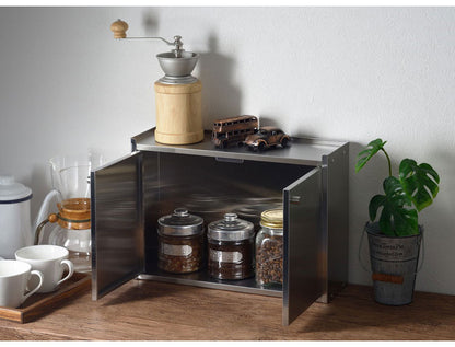 ヨシカワ 日本製 燕三条 Hi! スパイスラック 幅36cm ステンレス製 調味料ラック 扉収納 かんのん開きのステンレス製スパイスラック キッチンラック キッチン収納 Yoshikawa おしゃれ 卓上 ミラー 台所