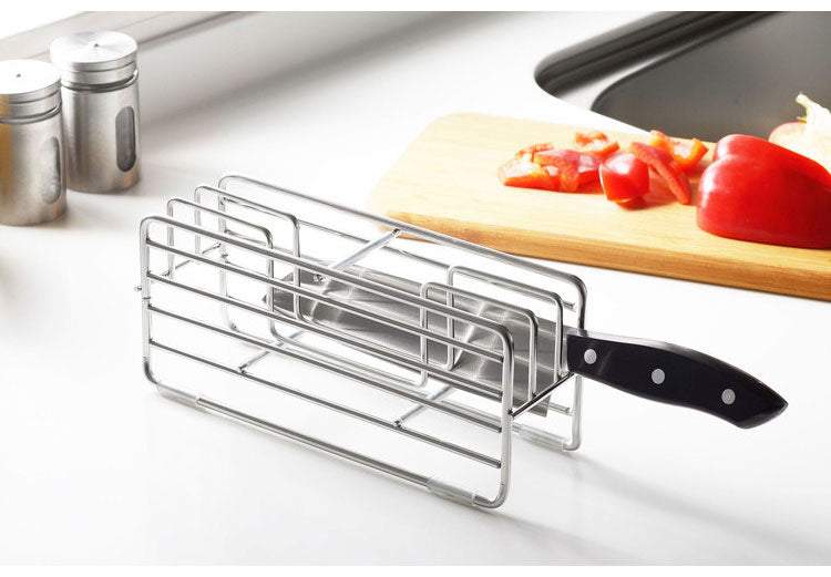 ヨシカワ 日本製 燕三条 Hi! 横置き包丁スタンド ナイフスタンド 包丁ケース ステンレス製 刃物系をまとめて収納 食洗機対応 ツールスタンド キッチン収納 Yoshikawa スリム 通気性 省スペース