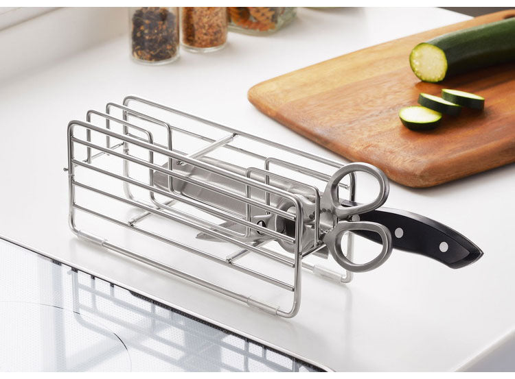 ヨシカワ 日本製 燕三条 Hi! 横置き包丁スタンド ナイフスタンド 包丁ケース ステンレス製 刃物系をまとめて収納 食洗機対応 ツールスタンド キッチン収納 Yoshikawa スリム 通気性 省スペース