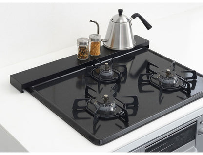 ヨシカワ 日本製 燕三条 排気口カバー フラットタイプ クラシックブラック ステンレス製 63.5cm Hi! すっきりフィットする排気口カバー コンロ奥ラック 油はねガード スマート スパイスラック