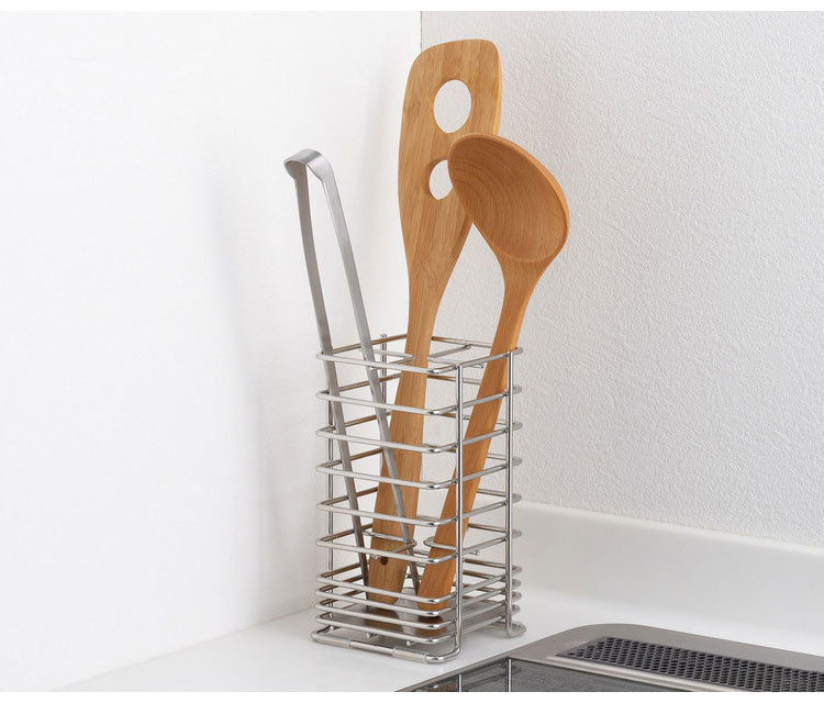 ヨシカワ 日本製 燕三条 Hi! ツールスタンド 仕切り付き カトラリースタンド ステンレス製 隅に置けるスクエア型 四角 ぴったり置けるしかくいツールスタンド キッチン収納 Yoshikawa シンプル