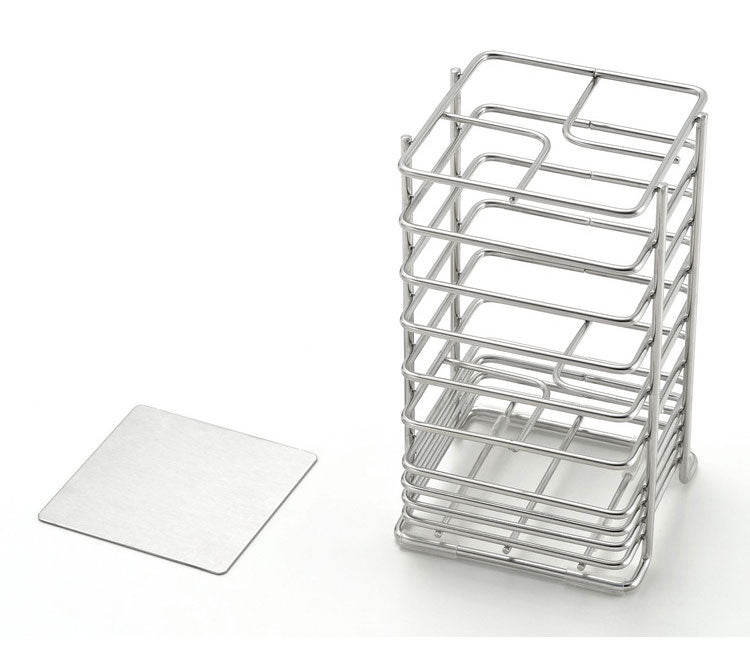 ヨシカワ 日本製 燕三条 Hi! ツールスタンド 仕切り付き カトラリースタンド ステンレス製 隅に置けるスクエア型 四角 ぴったり置けるしかくいツールスタンド キッチン収納 Yoshikawa シンプル