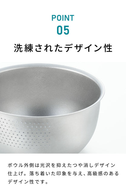 ヨシカワ 日本製 水切りボウル 米とぎボウル  2~4合用 21cm 傷を防ぐ新素材 銀河材ステンレス使用 燕三条 3way 洗米ボウル ざる 湯切り 水切り 米とぎ 米研ぎ