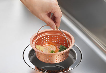 日本製 燕三条 純銅製 ゴミ受け 浅型 流し用 シンク 排水口 ごみ受け 13.5cm 抗菌 ぬめり ヌメリ 対策 悪臭防止 ゴミポケット ごみポケット かご カゴ バスケット 排水溝
