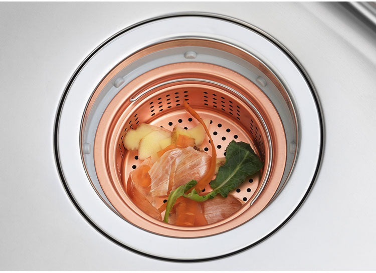 日本製 燕三条 純銅製 ゴミ受け 浅型 流し用 シンク 排水口 ごみ受け 13.5cm 抗菌 ぬめり ヌメリ 対策 悪臭防止 ゴミポケット ごみポケット かご カゴ バスケット 排水溝