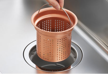 日本製 燕三条 純銅製 ゴミ受け 深型 流し用 シンク 排水口 ごみ受け 13.5cm 抗菌 ぬめり ヌメリ 対策 悪臭防止 ゴミポケット ごみポケット かご カゴ バスケット 排水溝
