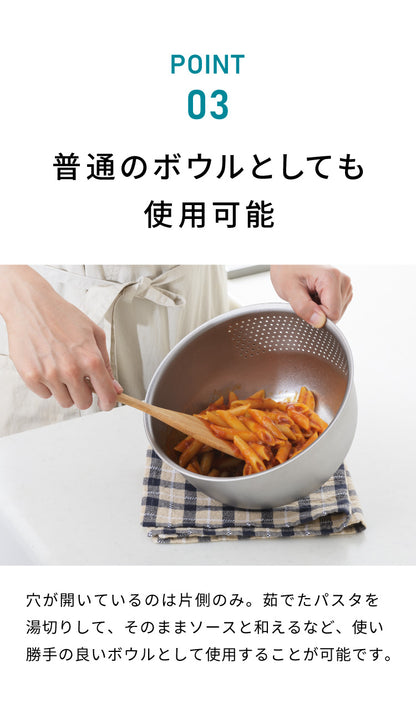 ヨシカワ 日本製 水切りボウル 米とぎボウル 1~2合用 18cm 傷を防ぐ新素材 銀河材ステンレス使用 燕三条 3way 洗米ボウル ざる 湯切り 水切り 米とぎ 米研ぎ