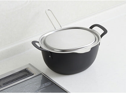 ヨシカワ aikata 鉄製揚げ鍋+専用ザル+フタ 3点セット 日本製 燕三条 ガス火 IH対応 楕円 オーバル 天ぷら鍋 揚げ鍋 ざる ザル フタ 蓋 フライヤー バスケット アイカタ Yoshikawa