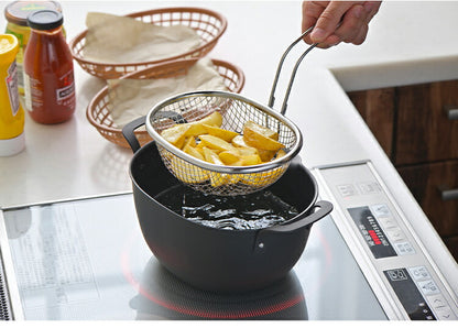 ヨシカワ aikata 鉄製揚げ鍋+専用ザル+フタ 3点セット 日本製 燕三条 ガス火 IH対応 楕円 オーバル 天ぷら鍋 揚げ鍋 ざる ザル フタ 蓋 フライヤー バスケット アイカタ Yoshikawa