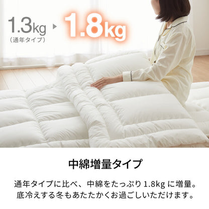病院用寝具工場で作った 制菌 掛け布団 あったか 中綿増量1.8kg 日本製 洗える シングル 通年 掛布団 掛ふとん 国産 春夏秋冬 オールシーズン 病院仕様 冬