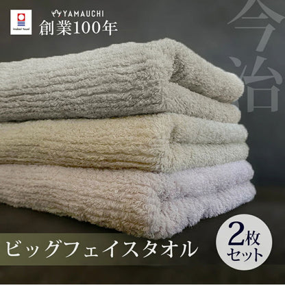 今治タオル ビッグフェイスタオル 2枚 中厚 40×100cm 綿100% 日本製 今治タオル スポーツタオル バスタオル 小さめ 無地 吸水 高品質 色落ち・毛羽落ちしにくい スモーキーストライプ(代引不可)