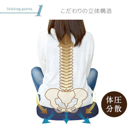 座骨サポートクッション 産後 約33×42cm 整体師が勧める 痛くならない 長時間 低反発ウレタンフォーム 立体構造 座骨ホール 体圧分散 洗えるカバー(代引不可)