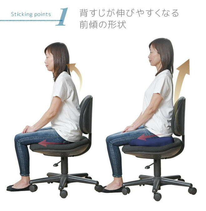 美姿勢クッション 産後 約36×40cm 整体師が勧める 低反発ウレタンフォーム 座骨サポート 骨盤引きしめ 前傾形状 洗えるカバー 痔 おしり 座布団(代引不可)