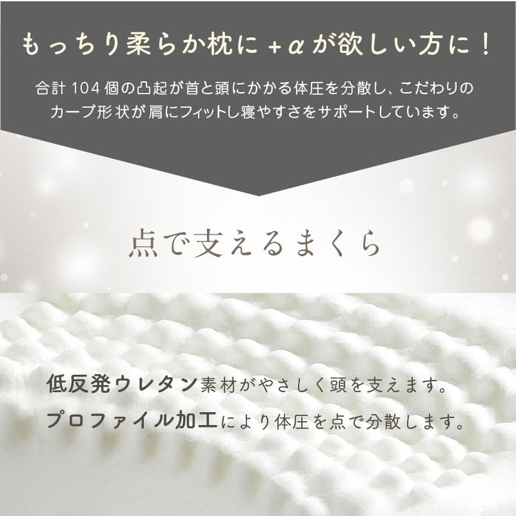 枕 整体師が勧める 点で支える枕 37×50cm 小さめ もっちり 低反発ウレタンフォーム 体圧分散 指圧効果 フィット 頸椎安定 快眠枕 まくら 先生監修 首サポート カバーが洗える(代引不可)