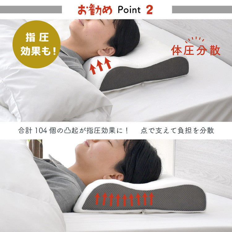 枕 整体師が勧める 点で支える枕 37×50cm 小さめ もっちり 低反発ウレタンフォーム 体圧分散 指圧効果 フィット 頸椎安定 快眠枕 まくら 先生監修 首サポート カバーが洗える(代引不可)
