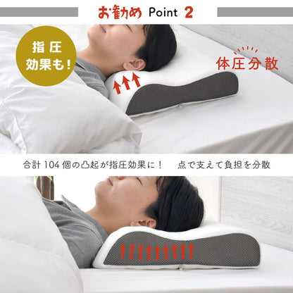 枕 整体師が勧める 点で支える枕 37×50cm 小さめ もっちり 低反発ウレタンフォーム 体圧分散 指圧効果 フィット 頸椎安定 快眠枕 まくら 先生監修 首サポート カバーが洗える(代引不可)