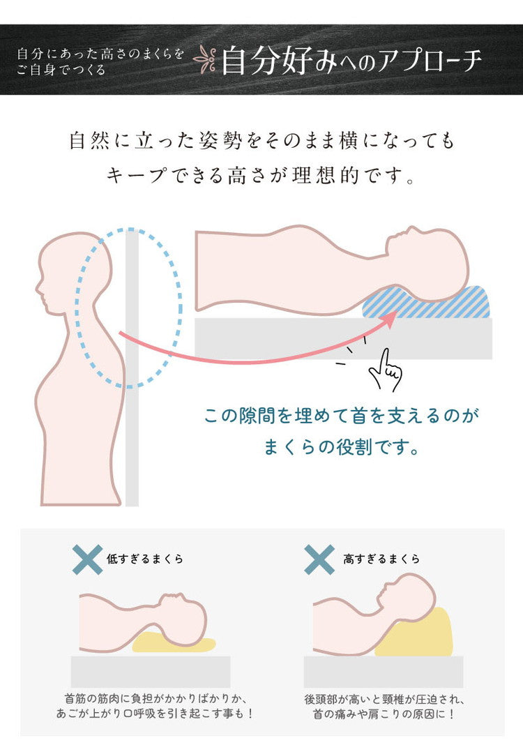 枕 高さ調節 高め 低め 48×70cm エクスクルーシブ Exclusive まるでオーダーメイド 頸椎安定 整体師が勧める まくら 快眠枕 首 肩 サポート 横向き寝対応設計 ふんわり柔らかな生地 プレゼント 寝具(代引不可)
