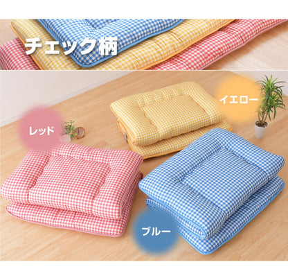 日本製 色柄 敷布団 ジュニア 約85×185cm 抗菌防臭加工 固くわた入り 三層構造 選べる6種 ドット ちぇく 軽量 コンパクト 国産 持ち運び簡単 ほこりの出にくい 来客用 一人暮らし ワンルーム 新生活(代引不可)