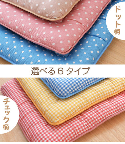 日本製 色柄 敷布団 ジュニア 約85×185cm 抗菌防臭加工 固くわた入り 三層構造 選べる6種 ドット ちぇく 軽量 コンパクト 国産 持ち運び簡単 ほこりの出にくい 来客用 一人暮らし ワンルーム 新生活(代引不可)
