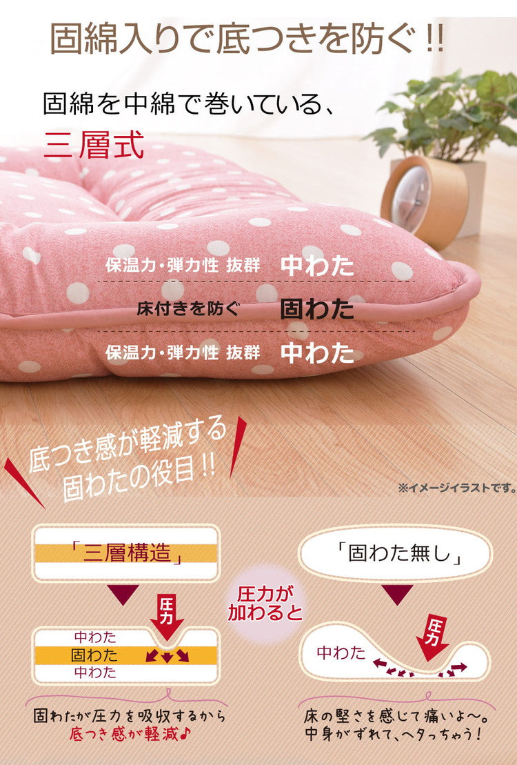 日本製 色柄 敷布団 ジュニア 約85×185cm 抗菌防臭加工 固くわた入り 三層構造 選べる6種 ドット ちぇく 軽量 コンパクト 国産 持ち運び簡単 ほこりの出にくい 来客用 一人暮らし ワンルーム 新生活(代引不可)