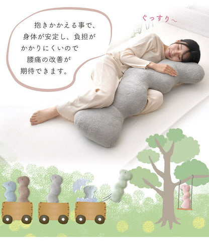 にょろりん 抱き枕 クッション 40×100cm 40×120cm 癒やし リラックス 洗える 整体院の先生がお勧め 精神科医の先生がお勧め ふわふわ タオル地 かわいい 腰痛 いびき 改善 横向き 枕(代引不可)