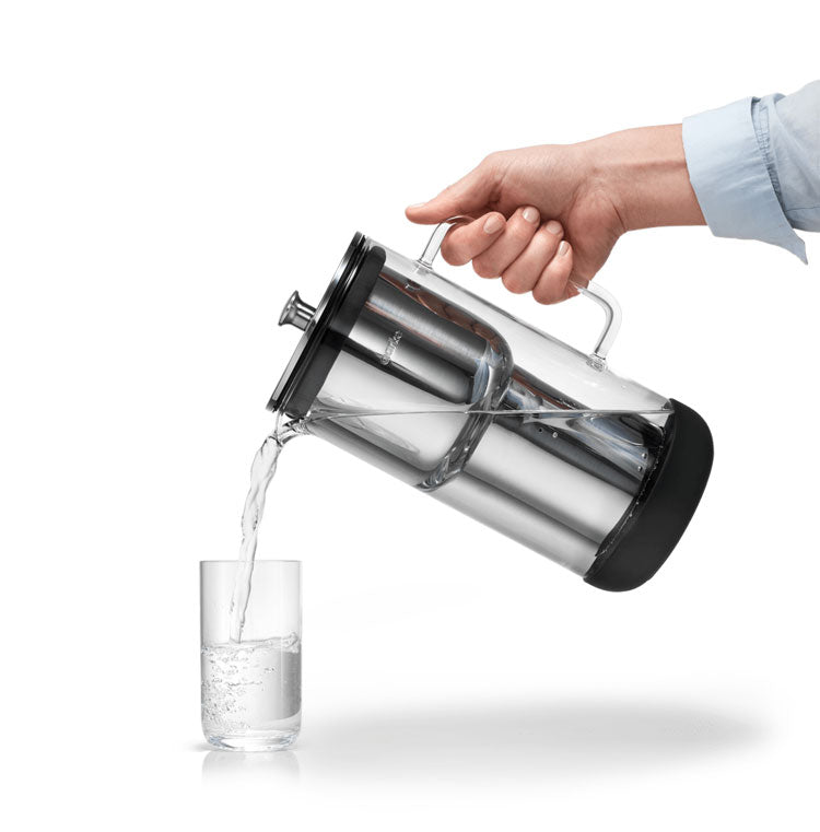 aarke アールケ Purifier 浄水ポット 浄水器 カラフェ型 パウダー 顆粒 リフィル式 繰り返し使えるカートリッジ BWT ガラス製 ステンレス エコ 環境に優しい 手軽 おしゃれ スタイリッシュ 北欧