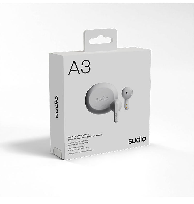 【国内正規品】 sudio A3 インナーイヤー型完全ワイヤレスイヤホン Bluetooth SBC 防水 IPX4 マイク 音声アシスタント コンパクト USB TypeC 北欧 おしゃれ ブラック ホワイト