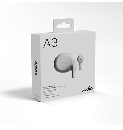 【国内正規品】 sudio A3 インナーイヤー型完全ワイヤレスイヤホン Bluetooth SBC 防水 IPX4 マイク 音声アシスタント コンパクト USB TypeC 北欧 おしゃれ ブラック ホワイト