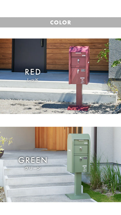 宅配BOX付 ポストスタンド セトクラフト 郵便ポスト 郵便受け 郵便 ポスト 鍵付き post 玄関収納 収納 工事不要 おしゃれ 北欧 赤ポスト(代引不可)