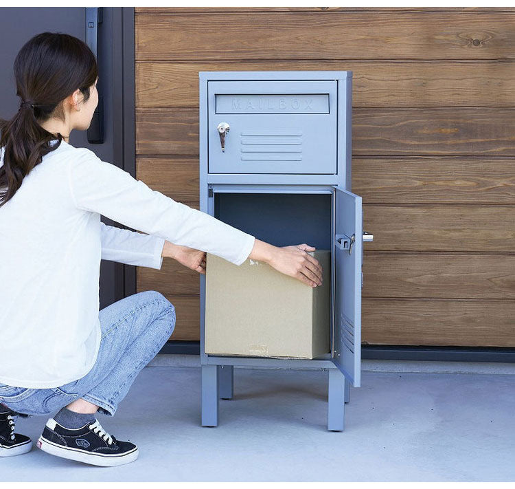 SETOCRAFT 宅配ボックス ポスト付き ロッカー型 一戸建て用 自宅用 おしゃれ 一体型 置き型 ポスト 大容量 スタンドポスト 宅配ポスト 郵便ポスト 自宅用 モダン アメリカン