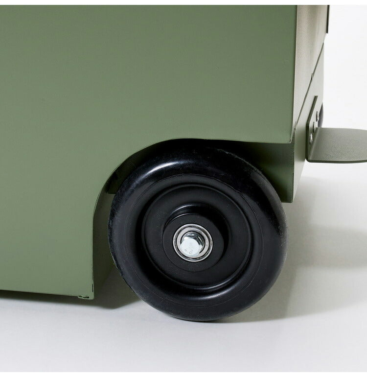 セトクラフト 屋外用ゴミ箱 キャスター付き ガルバリウム鋼板使用 錆びない 大容量 70L おしゃれ アメリカン 移動に便利 ふた付き キャメル カーキ(代引不可)