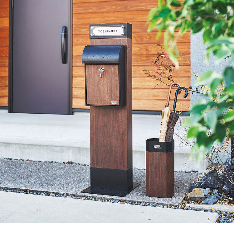 SETOCRFT スタンドポスト ライト付き ネームライト付ポストスタンド ガルバリウム使用 ポスト置き型 ポスト 大容量 スタンドポスト 宅配ポスト 郵便ポスト 自宅用 モダン 北欧