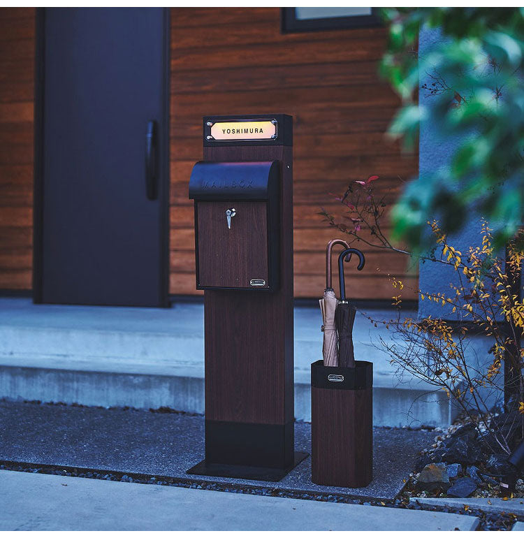 SETOCRFT スタンドポスト ライト付き ネームライト付ポストスタンド ガルバリウム使用 ポスト置き型 ポスト 大容量 スタンドポスト 宅配ポスト 郵便ポスト 自宅用 モダン 北欧