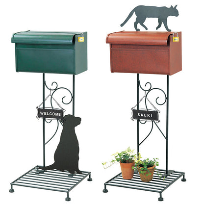 ポスト ドック キャット スタンドタイプ 置き型 鍵付き 郵便受け ポスト スタンド 表札用シール付き 南京錠付き 工事不要 組立式(代引不可)