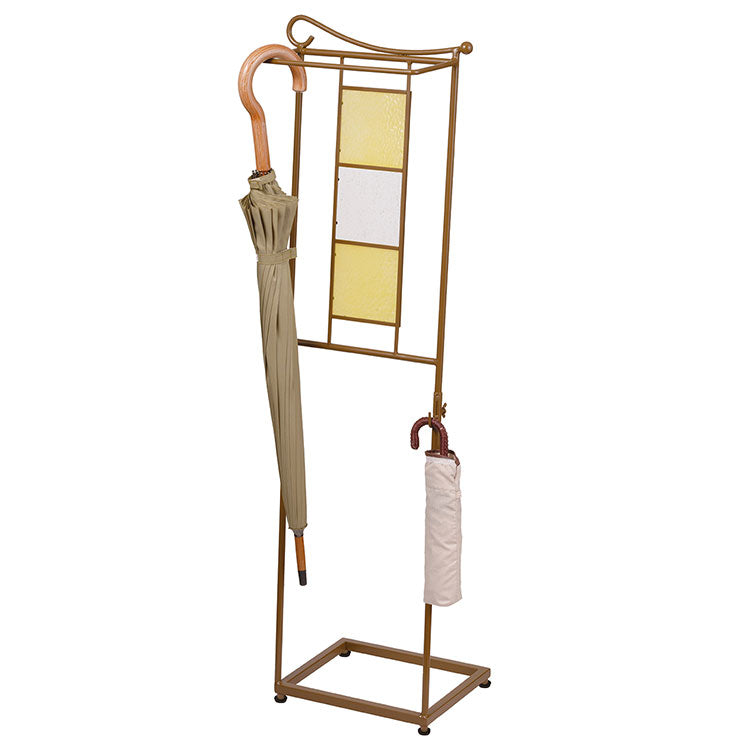 アンブレラハンガー 傘立て おしゃれ ステンドグラス かわいい 北欧 傘置き 収納 傘ホルダー アイアン 引っ掛けアンブレラスタンド レトロ アンティーク調 ブラウン スクエア SI-2923(代引不可)