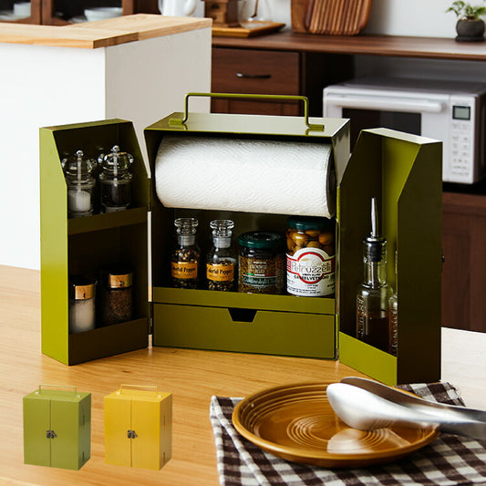 スパイスボックス スチール製 大容量 調味料入れ 折りたたみ キャンプ 持ち運び キッチンペーパー収納可 カトラリーボックス スパイス ボックス 調味料ケース 調味料ボックス スパイスBOX 小物 アウトドア キャンプ用品 おしゃれ