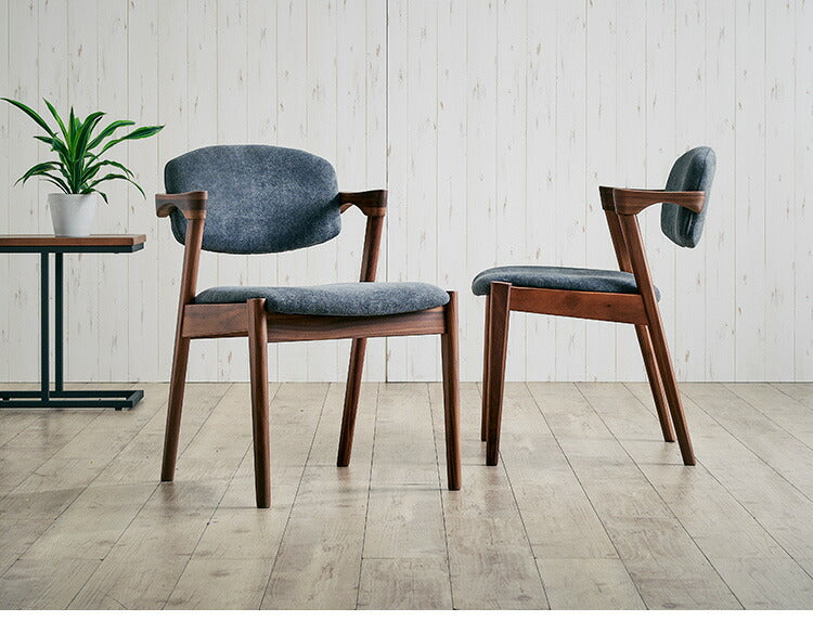 ダイニングチェア 2脚セット 2個組 ウォールナット 天然木 チェア 肘掛け 椅子 いす 合皮 デザインチェア おしゃれ モダン 北欧 シンプル 背もたれ ナチュラル インテリア(代引不可)