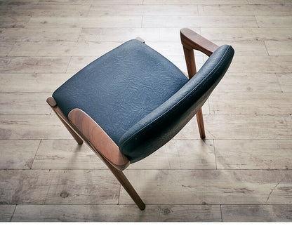 ダイニングチェア 2脚セット 2個組 ウォールナット 天然木 チェア 肘掛け 椅子 いす 合皮 デザインチェア おしゃれ モダン 北欧 シンプル 背もたれ ナチュラル インテリア(代引不可)