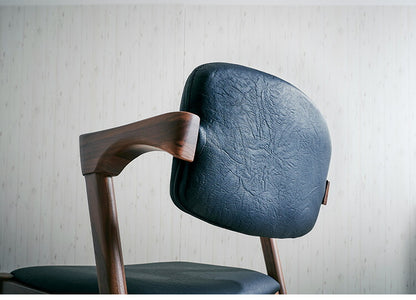 ダイニングチェア 2脚セット 2個組 ウォールナット 天然木 チェア 肘掛け 椅子 いす 合皮 デザインチェア おしゃれ モダン 北欧 シンプル 背もたれ ナチュラル インテリア(代引不可)