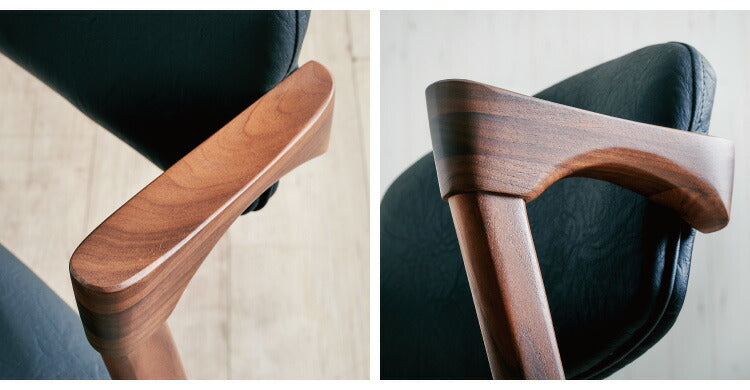 ダイニングチェア 2脚セット 2個組 ウォールナット 天然木 チェア 肘掛け 椅子 いす 合皮 デザインチェア おしゃれ モダン 北欧 シンプル 背もたれ ナチュラル インテリア(代引不可)