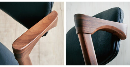 ダイニングチェア 2脚セット 2個組 ウォールナット 天然木 チェア 肘掛け 椅子 いす 合皮 デザインチェア おしゃれ モダン 北欧 シンプル 背もたれ ナチュラル インテリア(代引不可)