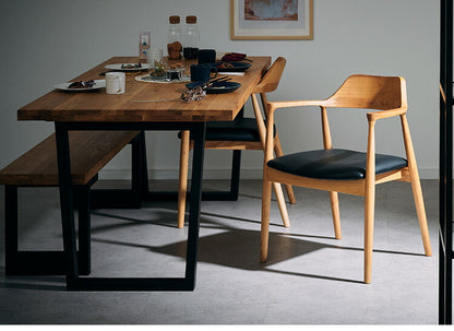 ダイニングセット 4人掛け 4点セット 幅135 オーク無垢材 ベンチ ダイニングテーブルセット 合皮 天然木 ダイニングチェア 食卓 テーブル 椅子 いす(代引不可)