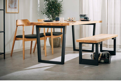 ダイニングセット 4人掛け 4点セット オーク無垢材 ベンチ ダイニングテーブルセット 幅165 合皮 天然木 ダイニングチェア 食卓 テーブル 椅子 いす(代引不可)