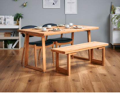 ダイニングセット 4人掛け 4点セット 幅150 オーク無垢材 ベンチ ダイニングテーブルセット 合皮 天然木 ダイニングチェア 食卓 テーブル 椅子 いす(代引不可)