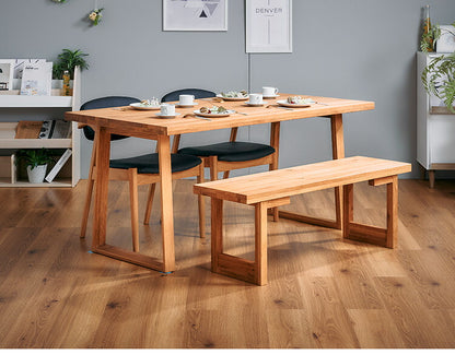 ダイニングセット 4人掛け 4点セット オーク無垢材 ベンチ ダイニングテーブルセット 幅165 合皮 天然木 ダイニングチェア 食卓 テーブル 椅子 いす(代引不可)