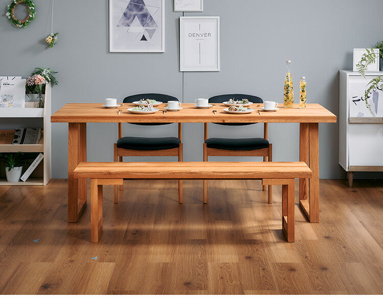 ダイニングセット 4人掛け 4点セット オーク無垢材 ベンチ ダイニングテーブルセット 幅165 合皮 天然木 ダイニングチェア 食卓 テーブル 椅子 いす(代引不可)