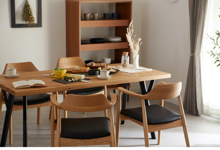 ダイニングセット 4人掛け 5点セット 幅135 オーク無垢材 ダイニングテーブルセット 合皮 天然木 ダイニングチェア 食卓 テーブル 椅子 いす(代引不可)